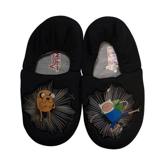 Adventure Time Boys Jake And Finn Slippers / Black - Picture 1 of 4